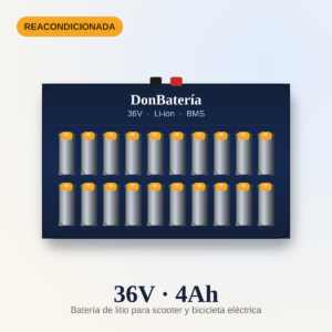 Batería de litio 36V 4Ah reacondicionada para scooter y bicicleta eléctrica con BMS