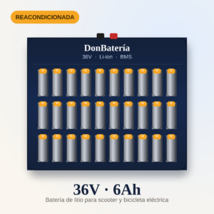 Batería de litio 36V 6Ah reacondicionada para scooter y bicicleta eléctrica, configuración 10S3P con BMS